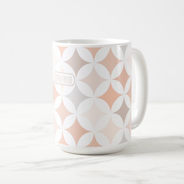 Taza De Café Tan Círculos de Diamantes Geométricos (Anverso derecho)