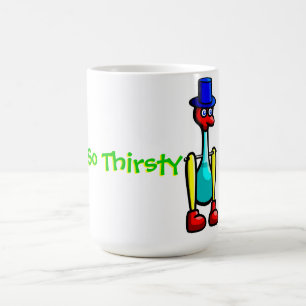 Taza de café "tan sedienta" del pájaro de Drinky