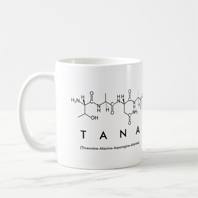 Taza De Café Tana peptide name mug (Izquierda)