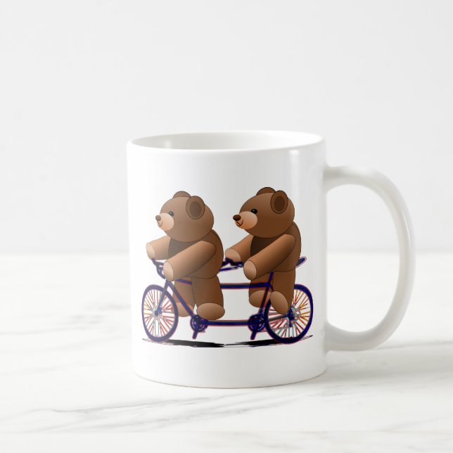 Taza De Café Tándem para bicicletas, Teddy Bear Print (Derecha)