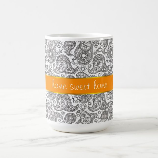 Taza De Café Tangerine Black Paisley (Centro)