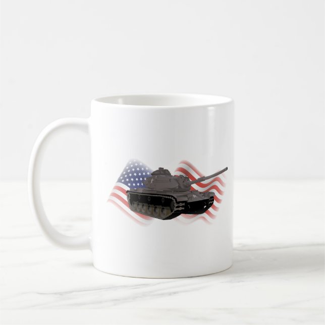 Taza De Café Tanque de batalla americano M60 con bandera estado (Izquierda)