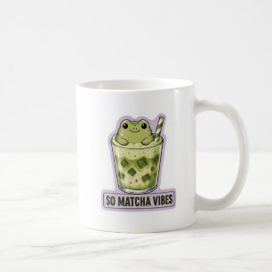Taza De Café Tantos Vibes de Matcha Rana Kawaii Meme