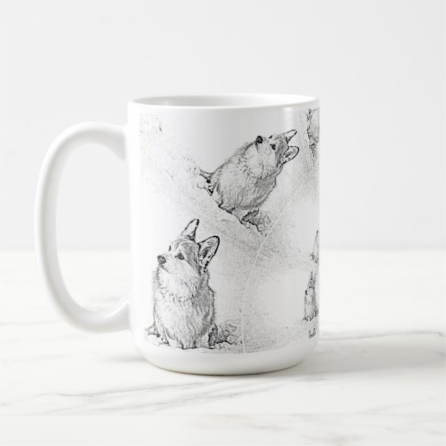 Taza De Café Tapa corgi espiral grande (Izquierda)