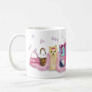 Taza De Café Tapa de café yorkie de plumas rosas