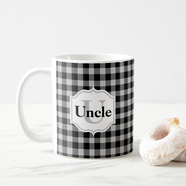 Taza De Café Tapado de búfalo gris negro clásico tío (Con donut)