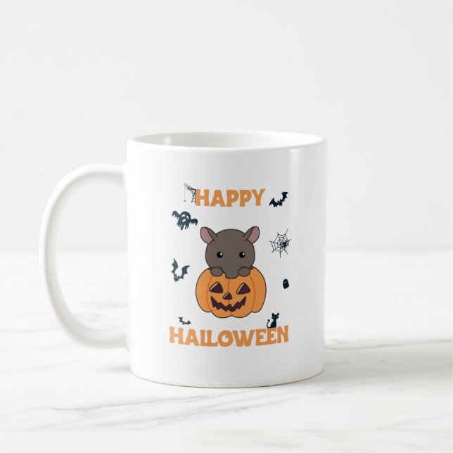 Taza De Café Tapir En Calabaza Cute Tapire Feliz Halloween (Izquierda)