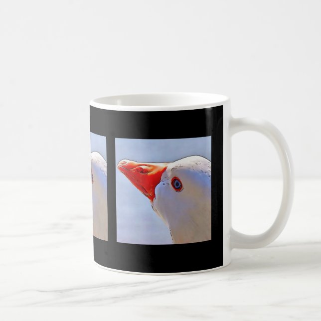 Taza De Café Tapiz de arte de contorno negro de pato artístico (Derecha)