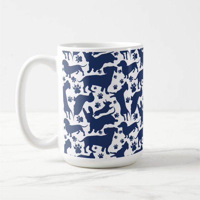 Taza De Café Tapiz de Cojín decorativo del patrón Dachshund azu (Izquierda)