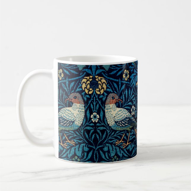 Taza De Café Tapiz Floral de William Morris Blue Birds Clásico (Izquierda)