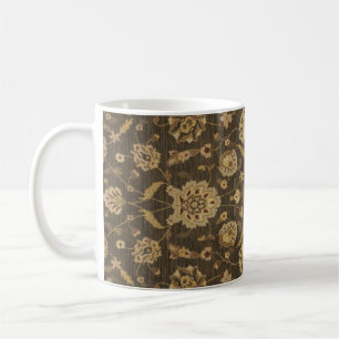 Taza De Café Tapiz floral dorado verde bosque
