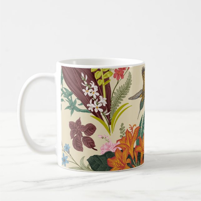 Taza De Café Tapiz Floral Vintage Tropical (Izquierda)