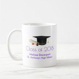 Taza De Café Tapón y Diploma de Graduación en Clase Púrpura de 