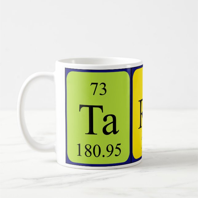 Taza De Café Tarah nombre de tabla periódica mug (Izquierda)