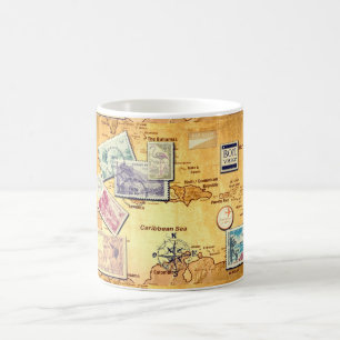Taza De Café tarjeta antigua del Caribe