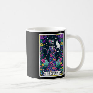 Taza De Café Tarjeta Cat Lady Tarot Skeleton Halloween Skul Oc