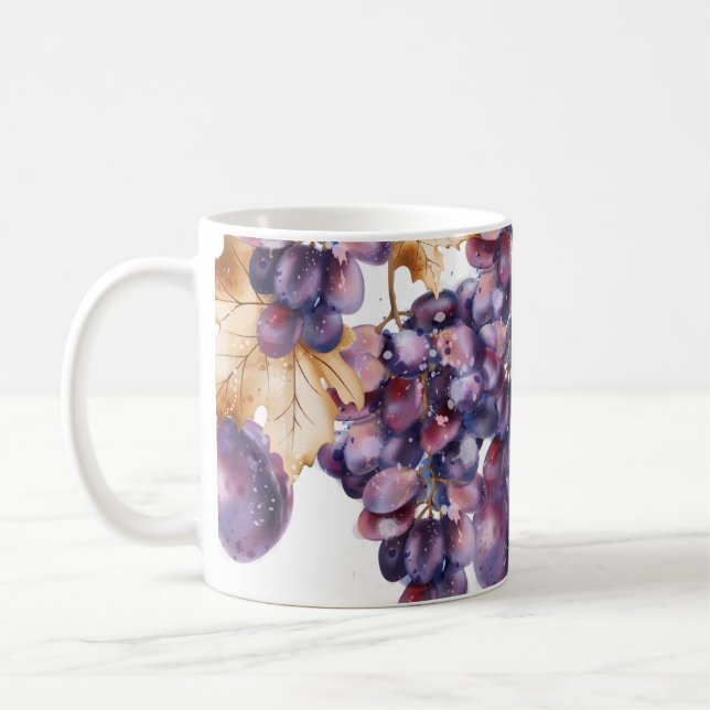 Taza De Café Tarjeta de acuarela de uvas (Izquierda)