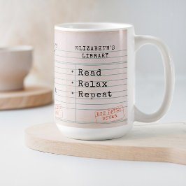 Taza De Café Tarjeta de biblioteca de vintage para librerías de