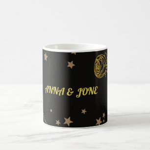 Taza De Café Tarjeta de Boda de Oro de Lujo