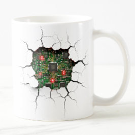 Taza De Café Tarjeta de circuito de pared agrietada