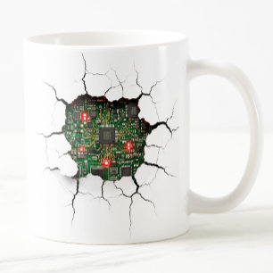 Taza De Café Tarjeta de circuito de pared agrietada