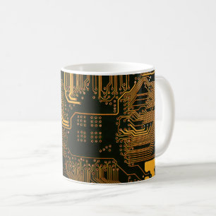 Taza De Café Tarjeta de circuito electrónico del Naranja del PC