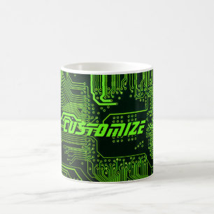 Taza De Café Tarjeta de circuito electrónico verde del Personal