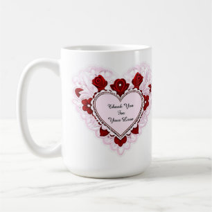 Taza De Café Tarjeta de Corazón de Encaje Delicado
