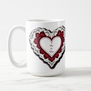 Taza De Café Tarjeta de Corazón de Encaje Delicado