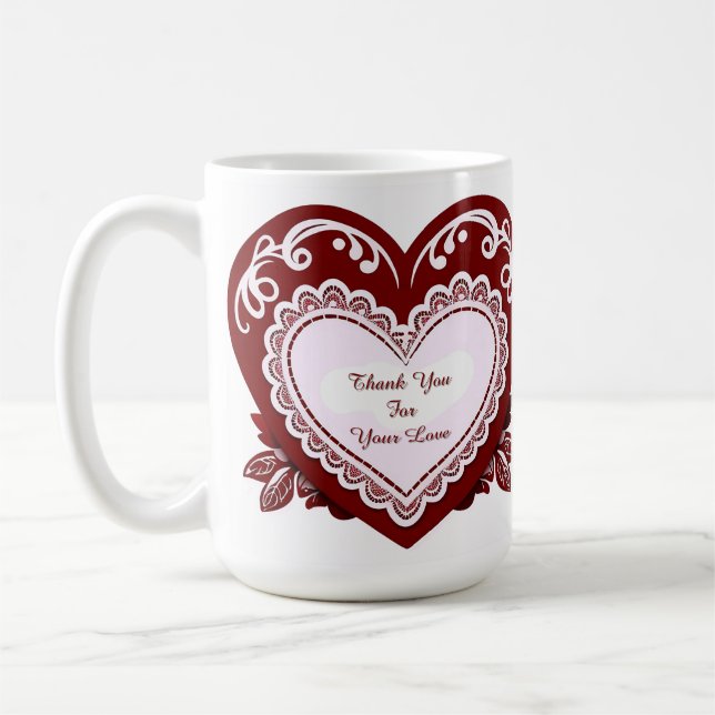 Taza De Café Tarjeta de Corazón de Encaje Delicado (Izquierda)