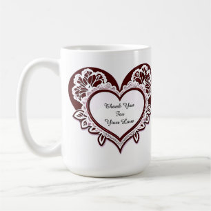 Taza De Café Tarjeta de Corazón Elegante con Rosas Rojas