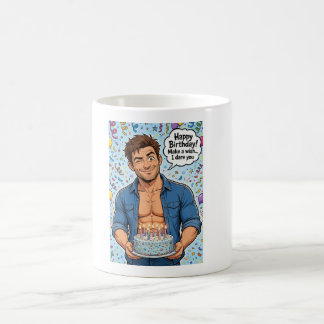 Taza De Café tarjeta de cumpleaños de hombre musculoso atractiv