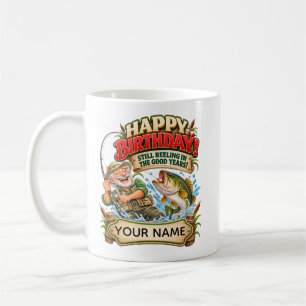 Taza De Café Tarjeta de cumpleaños personalizada de pesca diver