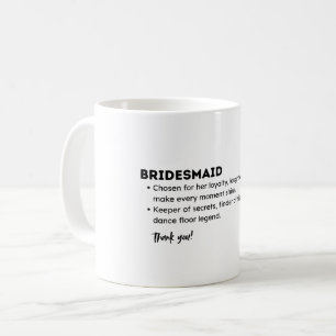 Taza De Café Tarjeta de Definición de Dama de Honor – Dama de H