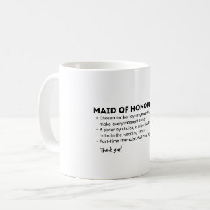 Taza De Café Tarjeta de Definición de Dama de Honor – Divertida
