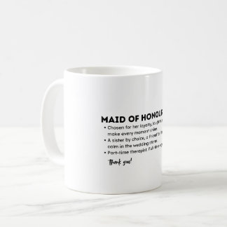 Taza De Café Tarjeta de Definición de Dama de Honor – Divertida