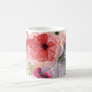 Taza De Café Tarjeta de Día de la Madre bonito Watercolor Flora