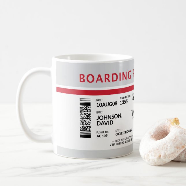 Taza De Café Tarjeta de embarque - Gris (Con donut)