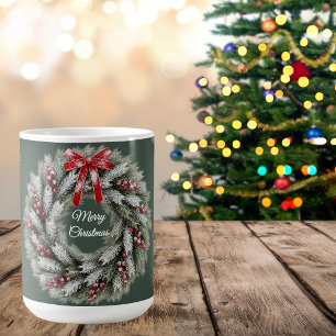 Taza De Café Tarjeta de Navidad de Elegantes Pinos 3D y Conos