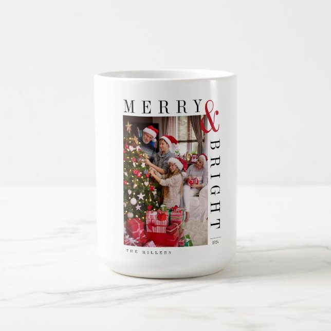 Taza De Café Tarjeta de Navidad familiar Guión moderno de vacac (Centro)