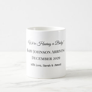 Taza De Café Tarjeta de revelación de bebé personalizado