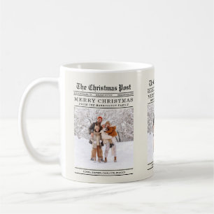 Taza De Café Tarjeta de saludo de Navidades de estilo de periód