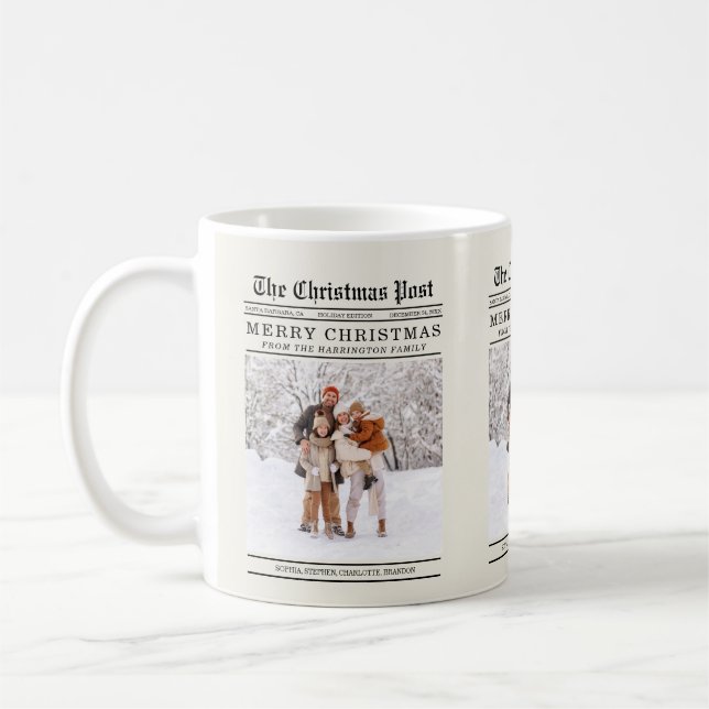 Taza De Café Tarjeta de saludo de Navidades de estilo de periód (Izquierda)