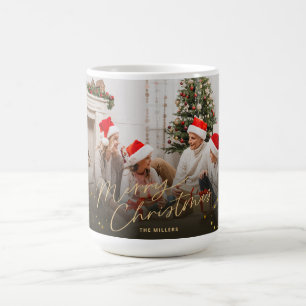 Taza De Café Tarjeta de vacaciones Gold Merry Christmas Family