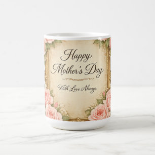 Taza De Café Tarjeta del Día de la Madre con Marco de Rosa Vint