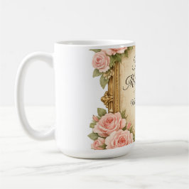 Taza De Café Tarjeta del Día de la Madre con Marco de Rosa Vint