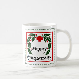 TAZA DE CAFÉ TARJETA DEL SELLO DEL NAVIDAD DEL VINTAGE