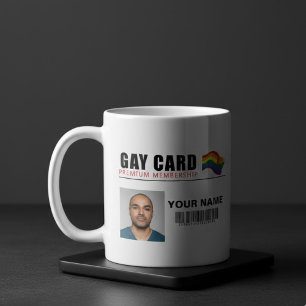 Taza De Café Tarjeta Gay Personalizada Membresía Premium Identi