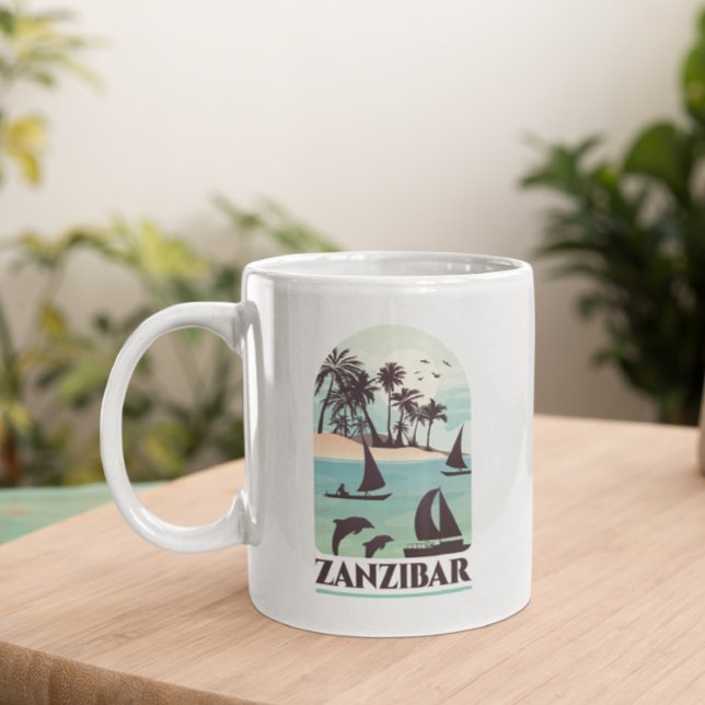 Taza De Café Tarjeta magnética de cosecha de zanzíbar África (zanzibar vintage travel mug)