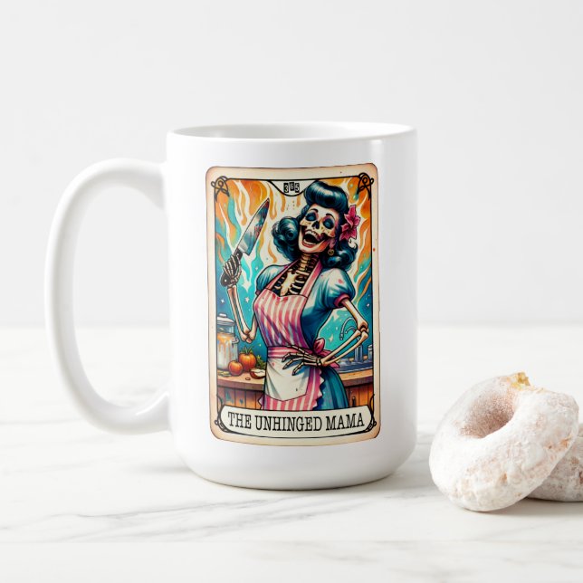 Taza De Café Tarjeta Mamá Tarot desquiciada (Con donut)